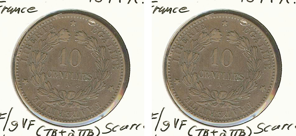 10 centimes Cérès 1877A TTB- à TTB